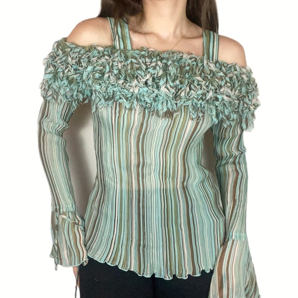 Y2K Sheer Ruffle Blouse